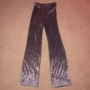 metallic pleated pants- perfect for NYE